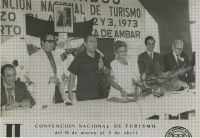 Don Ángel Miolán se dirige a los asistentes de la II Convención Nacional de Turismo, realizada en Puerto Plata en abril de 1973, siendo Director Nacional de Turismo. Foto: AGN.