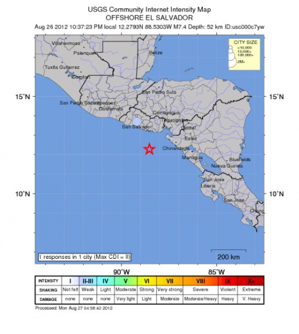 Fuerte terremoto magnitud 6.7 a las afueras de las costas de El Salvador, alerta de tsunami descontinuada