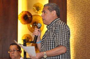 El periodista Adalberto Grullón, director de prensa de Teleantillas mientras dictaba su ponencia en el Taller sobre Seguridad de los Periodistas organizado por el Colegio Dominicano de Periodistas con el auspicio de la Unesco.