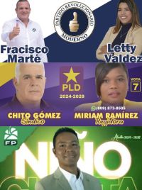Candidatos de los partidos PRM, PLD, FP.