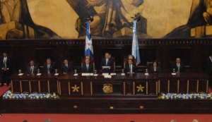 El presidente del senado durante su discurso en la Asamblea Nacional reunidas por la visita del Secretario General de las Naciones Unidas, Ban Ki Moon