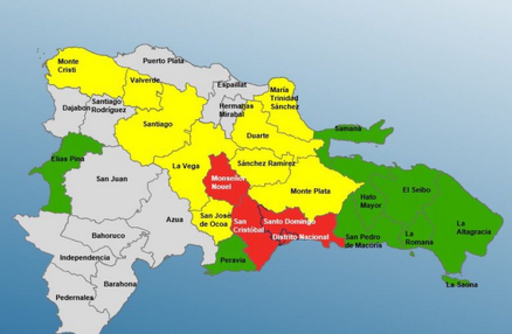 Provincias colocadas en Alerta por el COE.