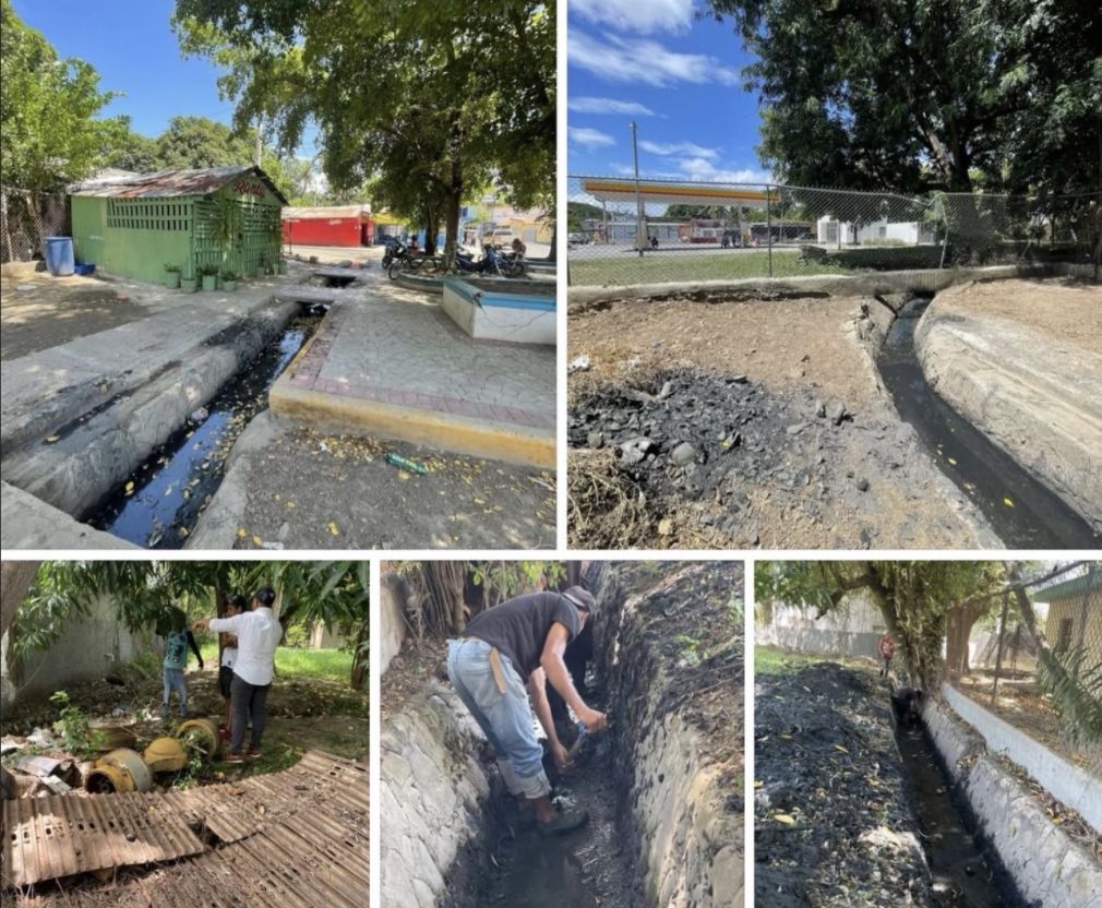 Los trabajos de limpieza se realizaron en el drenaje pluvial del parquecito El Coquero.