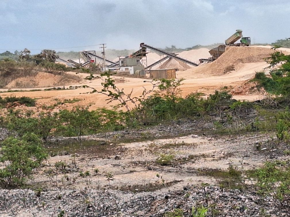 Caminando por uno de los solares, al que le fue retirada la capa vegetal por la planta procesadora de agregados.