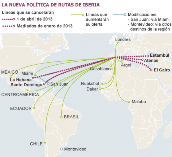 Iberia dejará de volar a Atenas, El Cairo, Estambul, Santo Domingo y La Habana