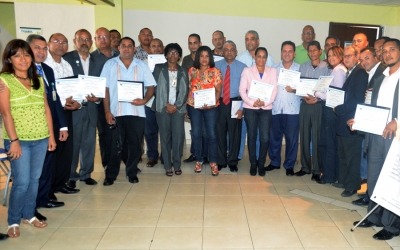 Participantes del Taller sobre Gestión Municipal y Participación Social dirigido a comunicadores de las regiones Cibao Norte y Noroeste.