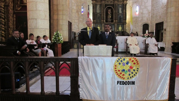 Ejecutivos de FEDODIM, hablaron en la homilia que ofició en la Catedral Primada de América, el padre Nelson Clar.