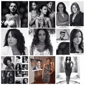 Mosaico de fotos de mujeres dominicanas destacadas en el cine y la televisión de los Estados Unidos.