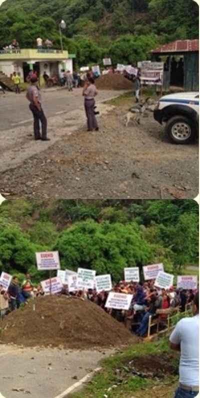 Obreros protestan por empleos a la empresa EGEHID Piedra Blanca