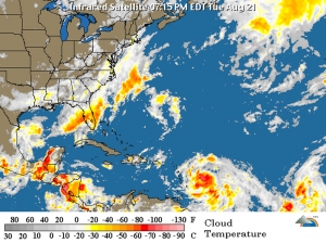 Situación climática del caribe hoy 21 de agosto a las 7:15 pm.