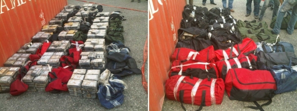 758 paquetes de cocaína y 10 de heroína decomisados por al DNCD en el Puerto de Caucedo.
