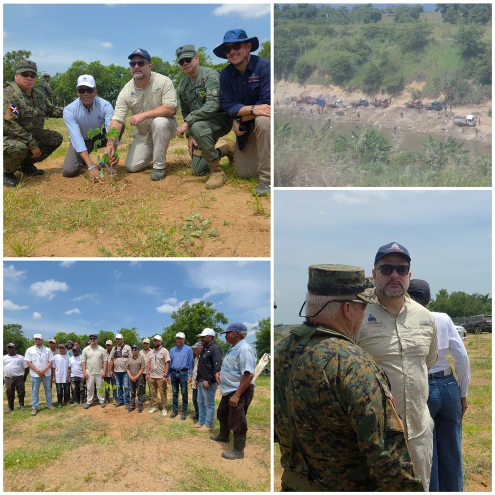 El ministro encabezó además una jornada de reforestación en un área periférica del muro fronterizo en Dajabón.