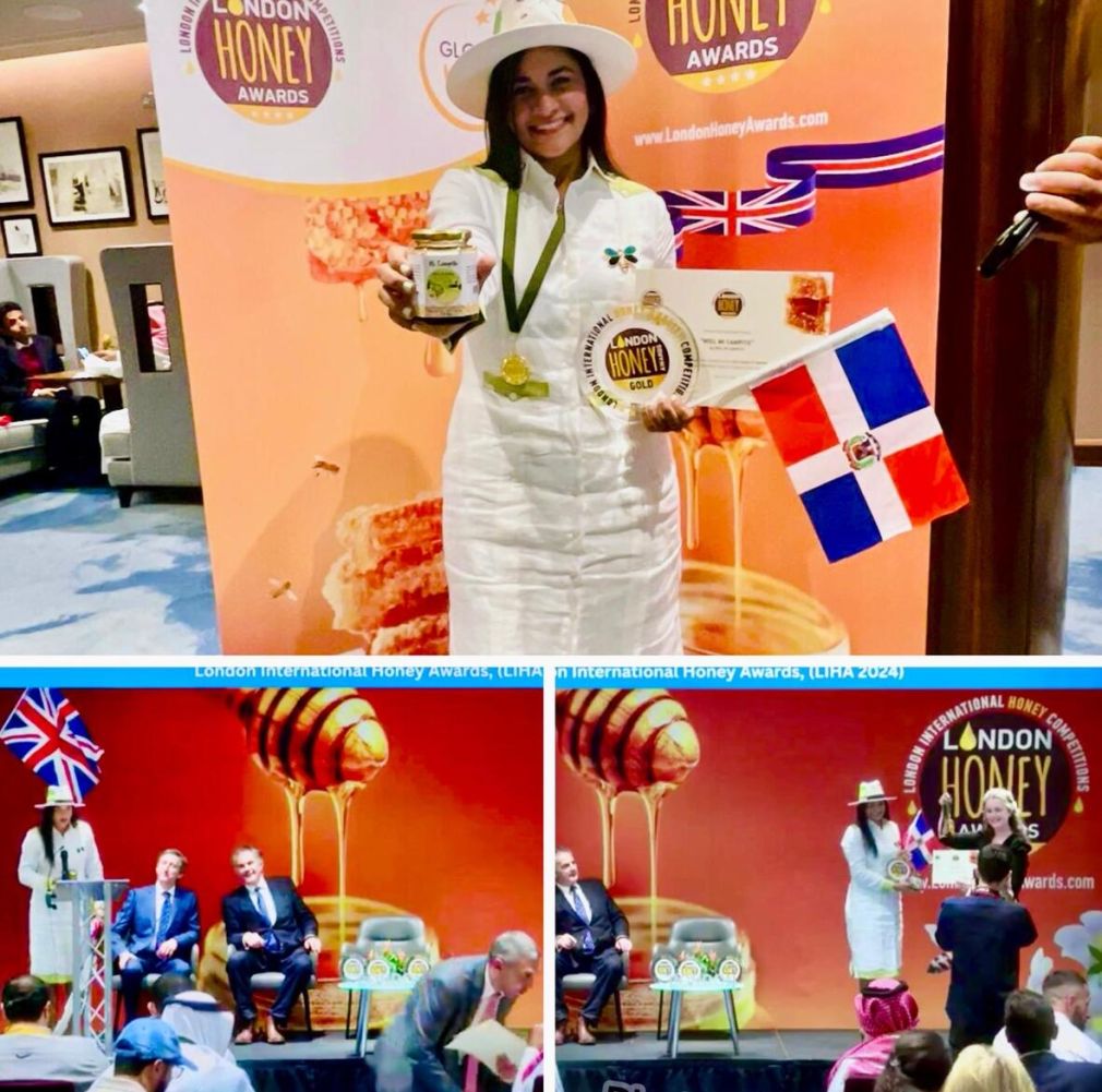 La Dominicana Francia Santana con “Miel Mi Campito” recibió en Londres el Premio de Oro como una de las mejores mieles mundo por la Organización London Honey Awards.