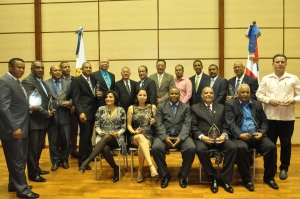 Galardonados en el Premio Juan Pablo Duarte a la transparencia y las buenas prácticas municipales realizado por la Federación Dominicana de Distritos Municipales, Fedodim, en República Dominicana.
