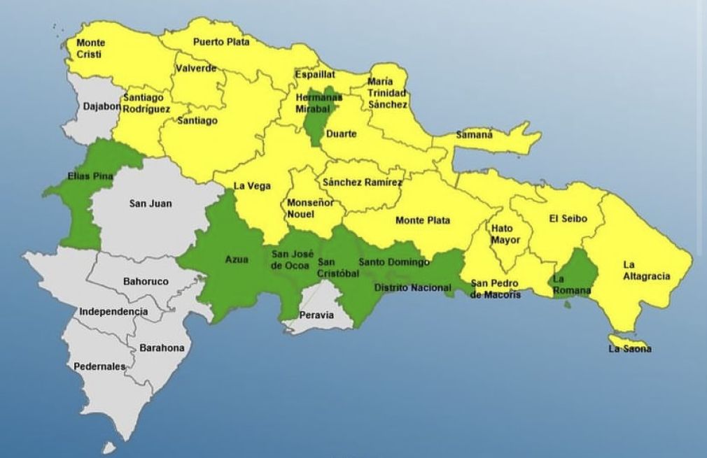 COE mantiene 17 provincias en alerta amarilla y 8 en verde.