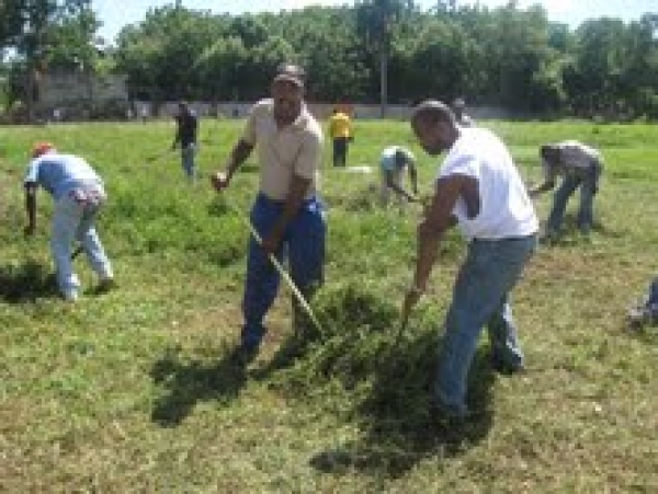 Limpian y reforestan pista de atletismo de San Cristóbal