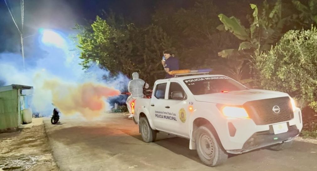 Alcaldía de Verón inicia jornada de fumigación preventiva contra mosquitos y plagas.