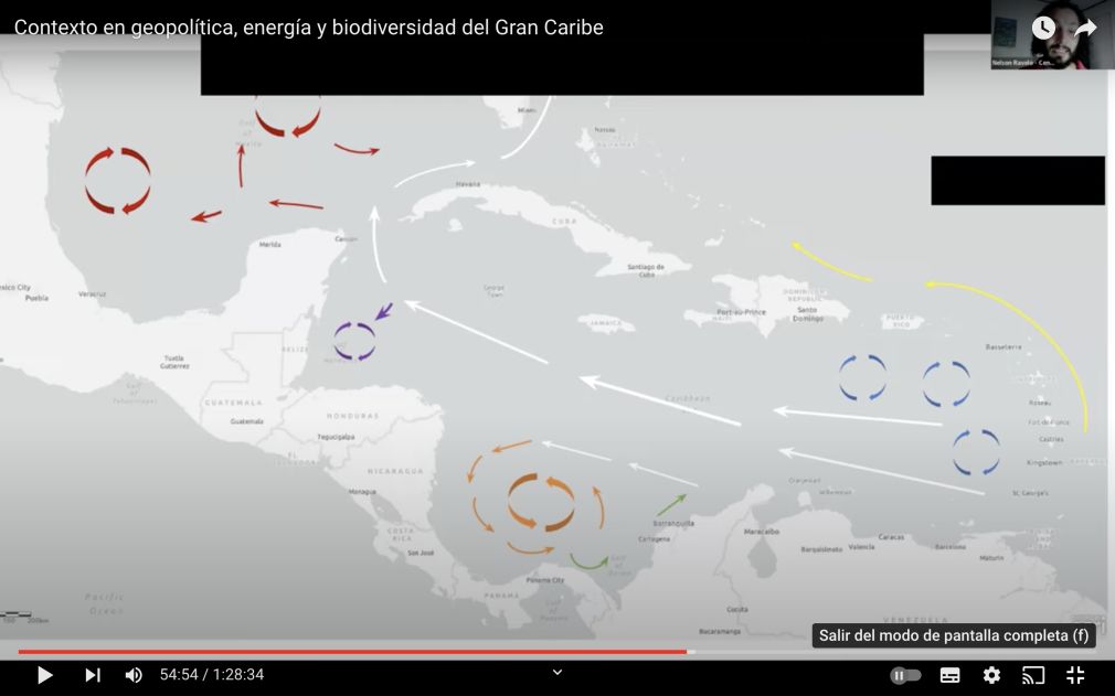 Imagen sobre las corrientes marinas del Caribe (captura de pantalla).