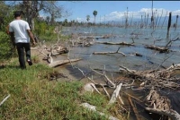 La imagen muestra la crecida del lago Enriquillo.