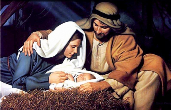 Ilustración del nacimiento del niño Jesús de Nazaret.