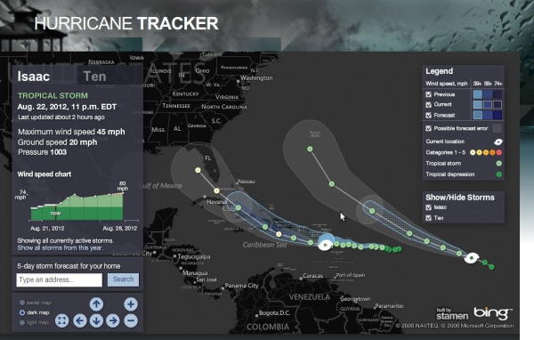Tormenta Tropical Isaac: Pronósticos para los próximos cuatro días.