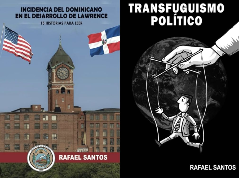 Portada del libro Incidencia del Dominicano en el Desarrollo de Lawrence. Portada del libro Transfuguismo Político. 