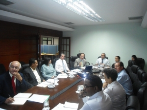 Representantes de las instituciones vinculadas al sector Agua y consultores independientes, durante la reunión convocada por el CNCCMDL, la Agencia de Protección Ambiental y la Iniciativa Global de Metano. 