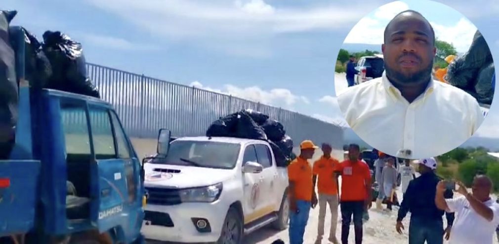 Entidades dominicanas recogen residuos sólidos en el entorno del muro fronterizo.
