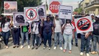 Autoridades marchan en Concientización sobre seguridad vial en Dajabón por motivo de la Semana Mayor.